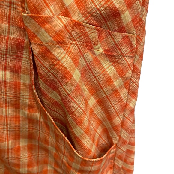 Duluth Trading Co Coral/tan Buttoned 3/4 Sleeve Shirt Dress sz M - Picture 4 of 11